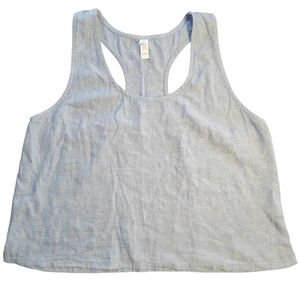 Stars Above Light Blue Chambray Linen Blend Racerback Tank, Women's Size XXL